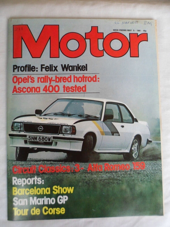 Motor magazine - 9 May 1981 - Opel Ascona 400