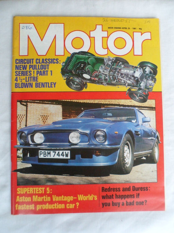 Motor magazine - 25 April 1981 - Aston Martin Vantage