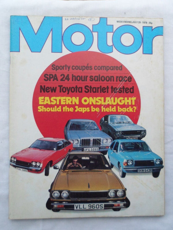 Motor magazine - 29 July 1978 - Toyota Starlet - Sporty Coupes