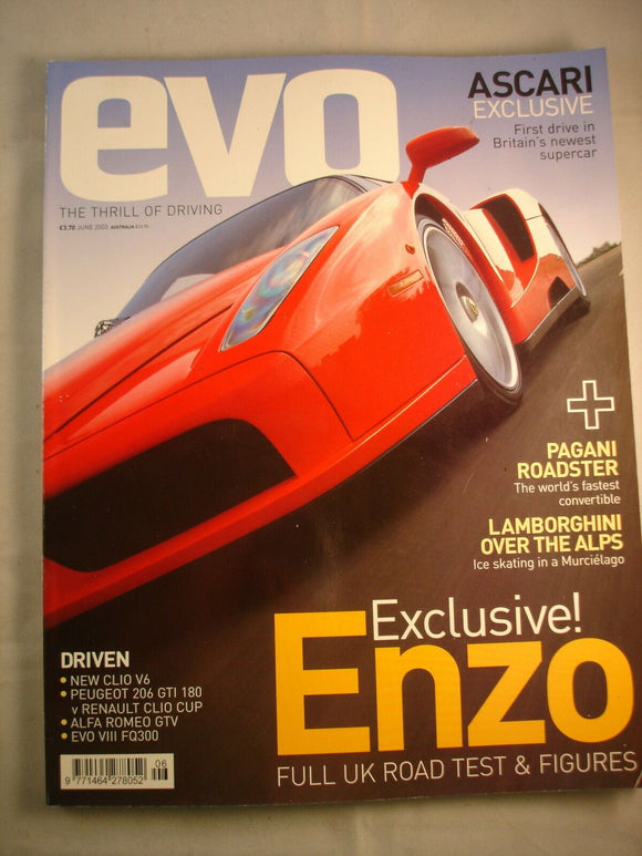 Evo Magazine # 56 - Enzo - zonda - 206 GTI - Clio Cup - Alfa SZ buying guide