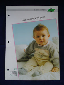 All in one cat suit Baby's  knitting pattern 18 - 19  in chest