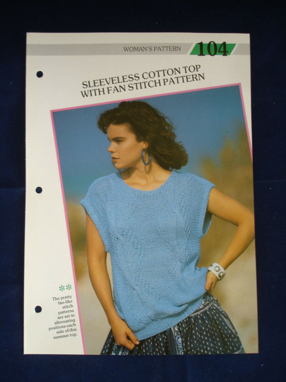 Sleeveless fan  stitch ladies jumper knitting pattern 30-40 in bust