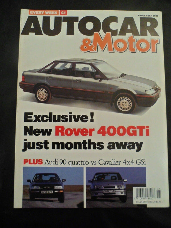 Autocar - 8 November 1989 - Audi 90 Quattro - Cavalier GSI - Stag