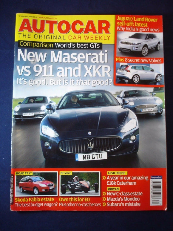 Autocar -9th January 2008 - 911 - Maserati - XKR