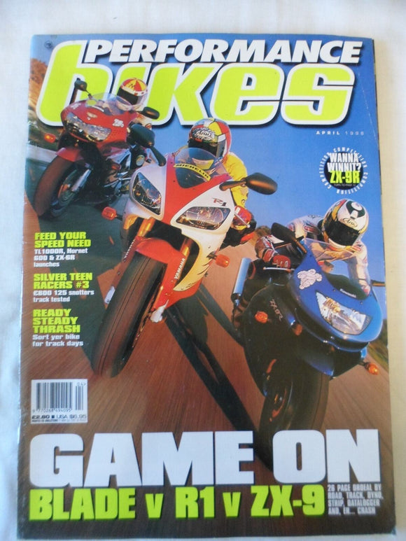 Performance Bikes - April 1998 - Blade - R1 - ZX 9