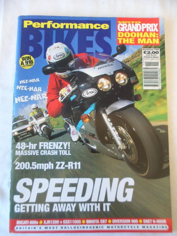 Performance Bikes - November 1994 - ZZ -R11 - Speeding