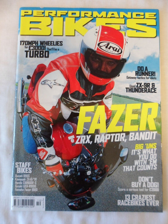 Performance Bikes - October 2001 - Fazer - ZRX - Bandit - Raptor - ZX 9R