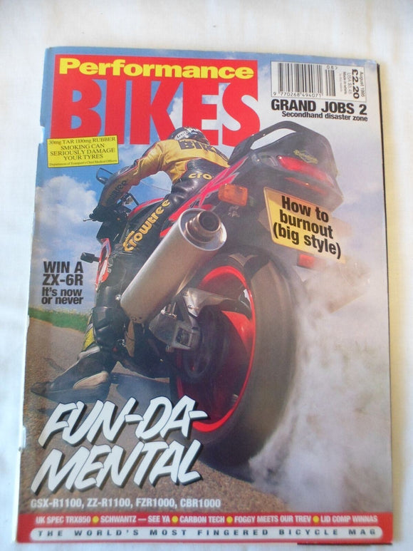 Performance Bikes - August 1995 - GSX R1100 - ZZR1100 - FZR1000 - CBR1000