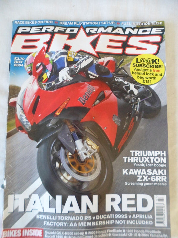 Performance Bikes - July 2004 -  ZX 6RR - Ducati 999S - Aprilia