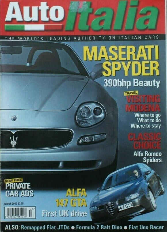 Auto Italia Magazine - March 2003 - Maserati Spyder