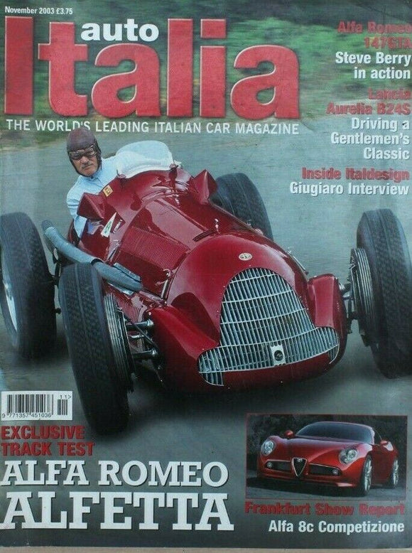 Auto Italia Magazine - November 2003 - Alfetta - Aurelia B24s