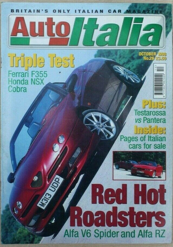 Auto Italia Magazine - October 1998 - Ferrari F355 - Cobra - Honda NSX