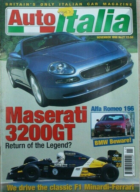 Auto Italia Magazine - November 1998 - Maserati 3200GT