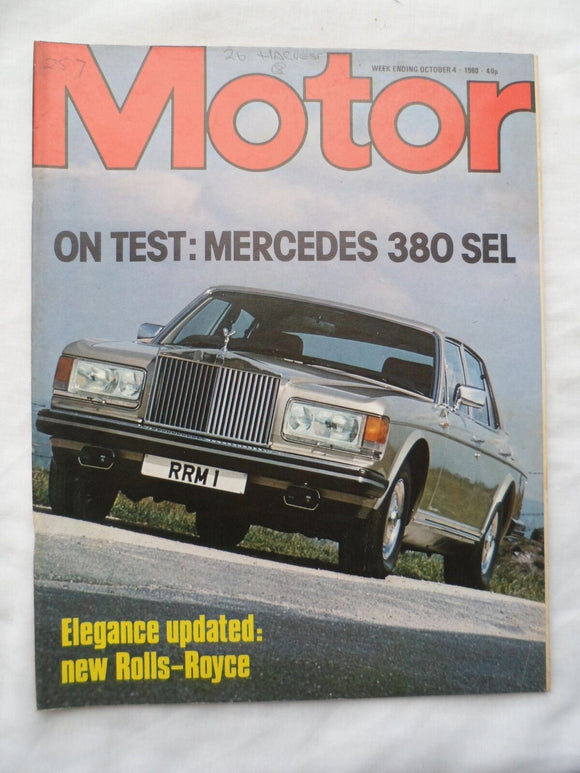 Motor magazine - 4 October 1980 - Mercedes 380 SEL - Rolls Royce