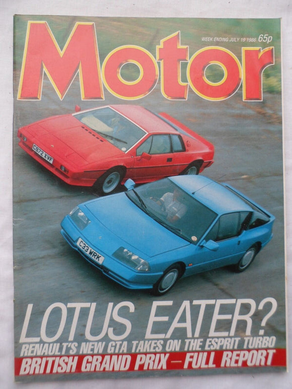 Motor magazine - 19 July 1986 - Renault GTA - Lotus Esprit Turbo