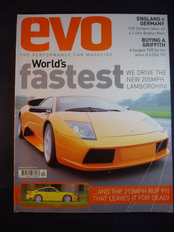 Evo Magazine issue # Dec 2001- Ruf 911 - Lambo -  TVR Griffith