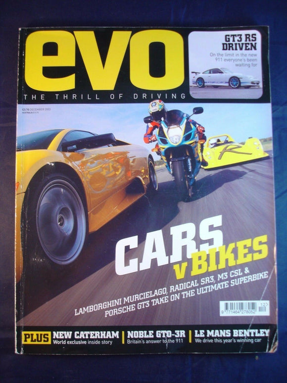 Evo Magazine issue # Dec 2003 - Cars vs Bikes - GT3 RS