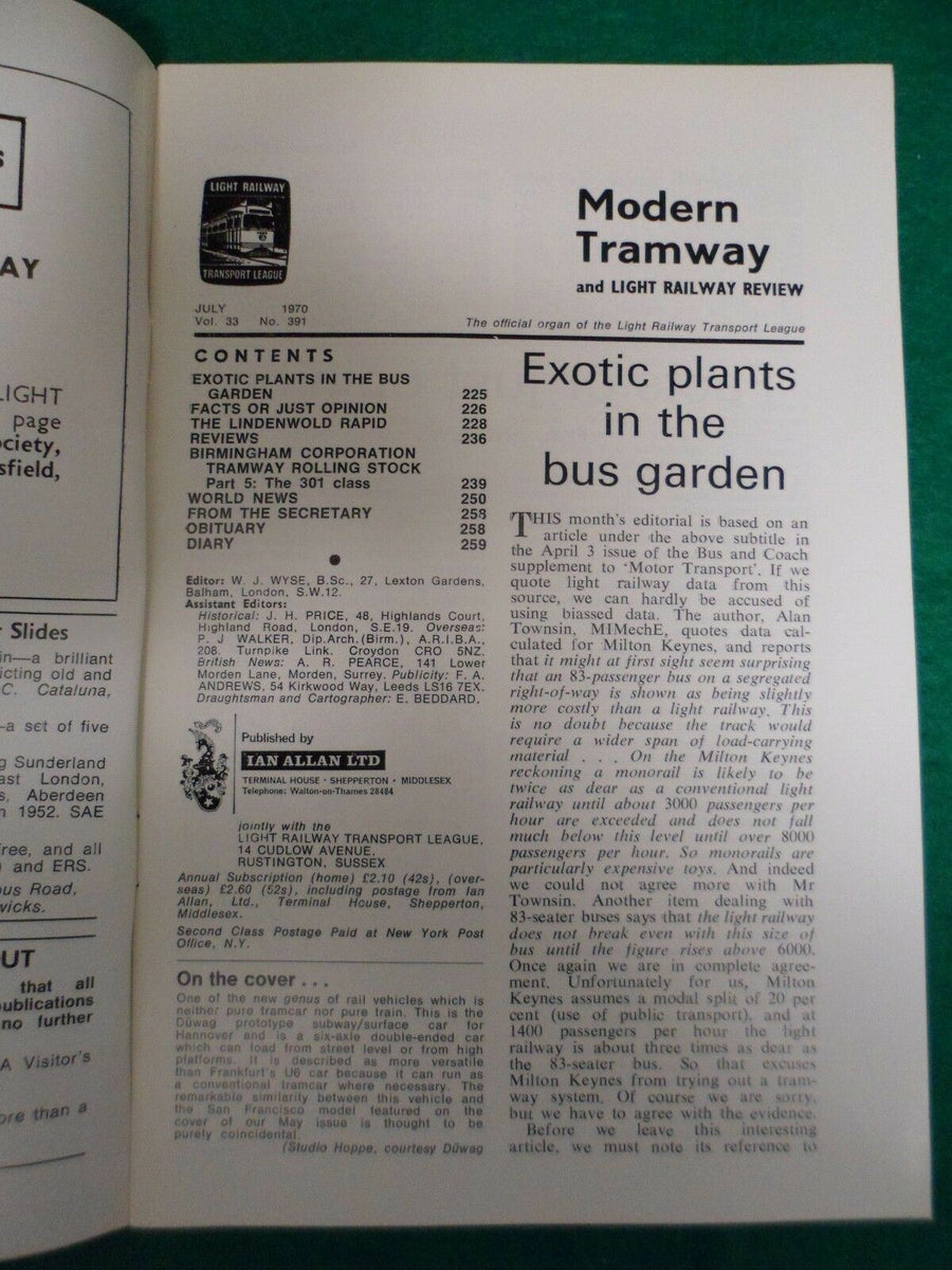 Modern Tramway Magazine - July 1970 - Contents shown in photographs ...