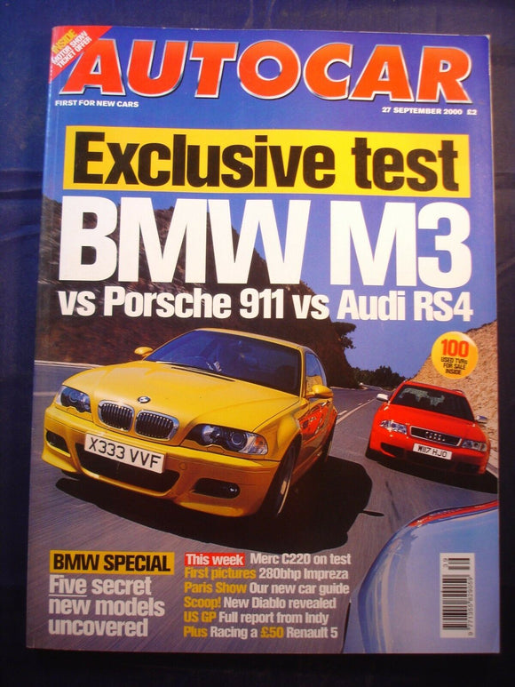 Autocar - 27th September 2000 - BMW M3 - Porsche 911 - Audi RS4