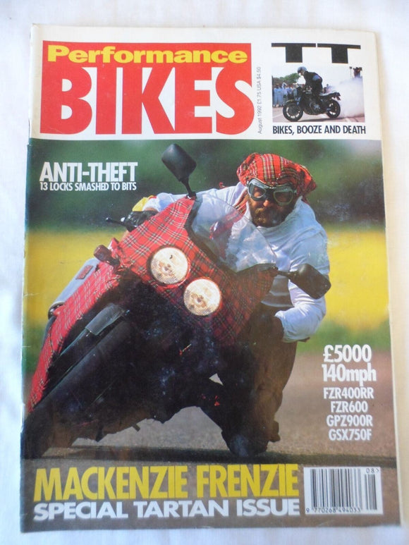 Performance Bikes - August 1992 - FZR 400RR - FZR600 - GPZ900R - GSX750R