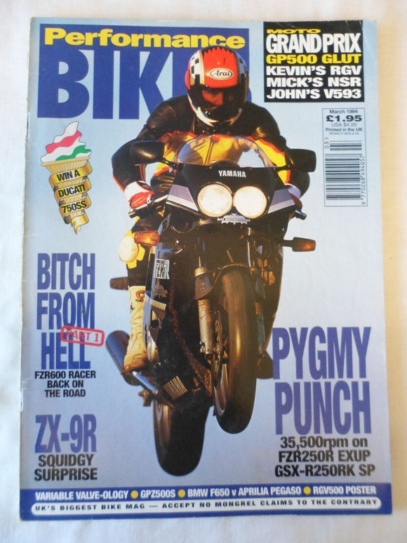 Performance Bikes - March 1994 - ZX 9R - BMW F650 - Aprilia Pegaso