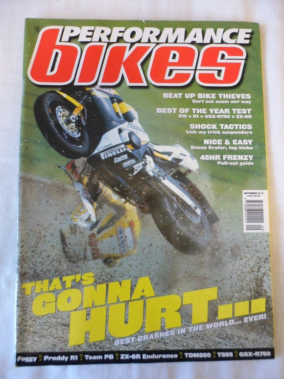 Performance Bikes - September 1998 - GSX R750 - ZX6R - TDM850 - T595