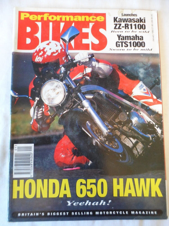 Performance Bikes - January 1993 - ZZ R1100 - GTS1000 - Honda 650 Hawk