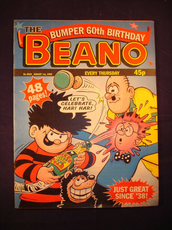 P - Beano Comic # 2924  - 1st August 1998  -