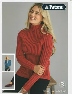 Patons knitting pattern Jumper cardigan slipper  - Nikki, Hannah & Ali